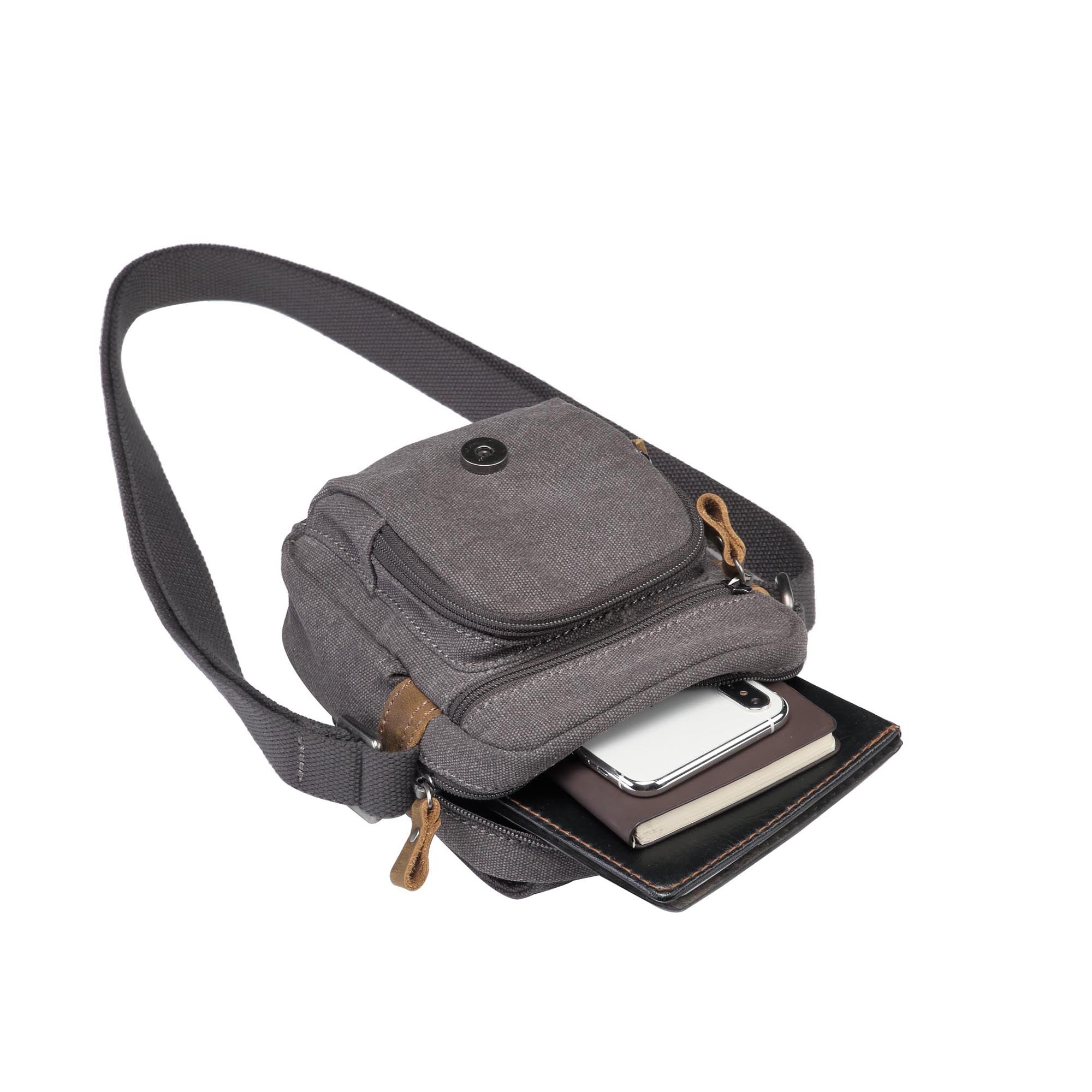 Classic 213 Small Flap Front Cross Body Bag - Charcoal