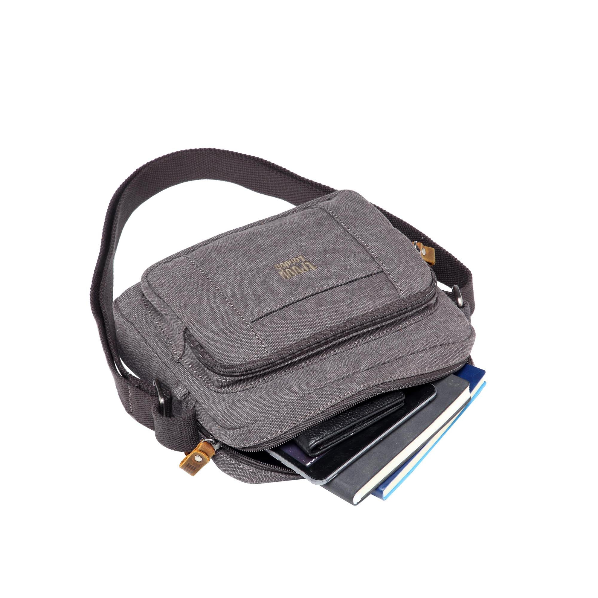 Classic-235 Zip Top Small Satchel – Charcoal