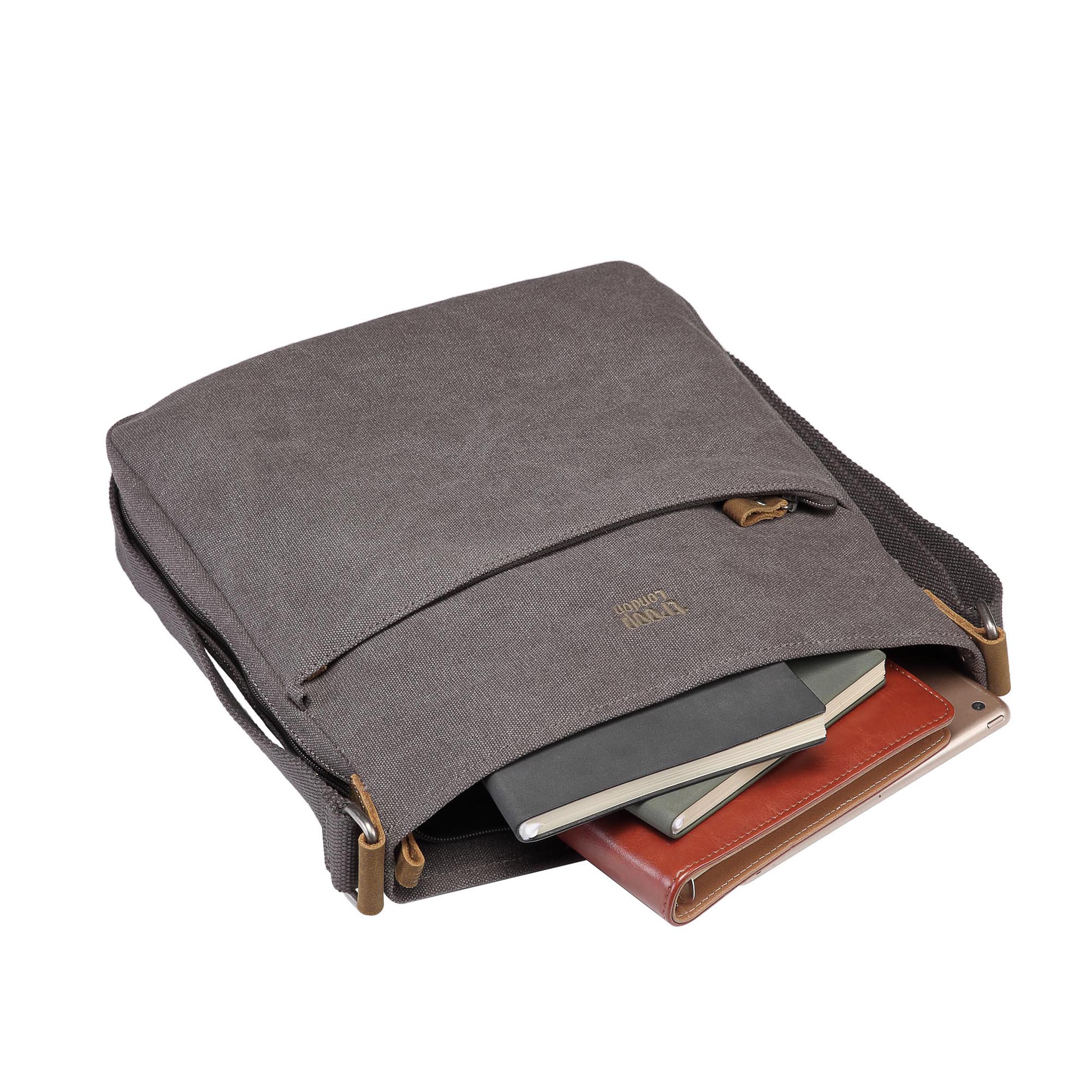 Classic 236 Zip Top Shoulder Bag - Charcoal