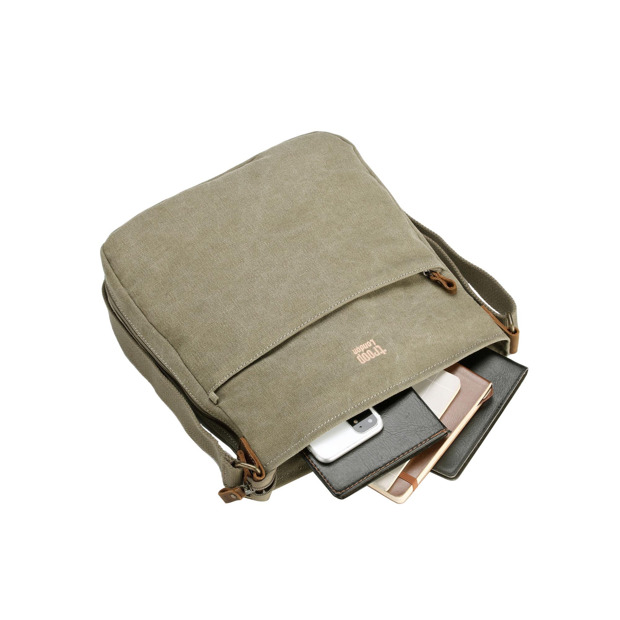 Classic 236 Zip Top Shoulder Bag - Khaki
