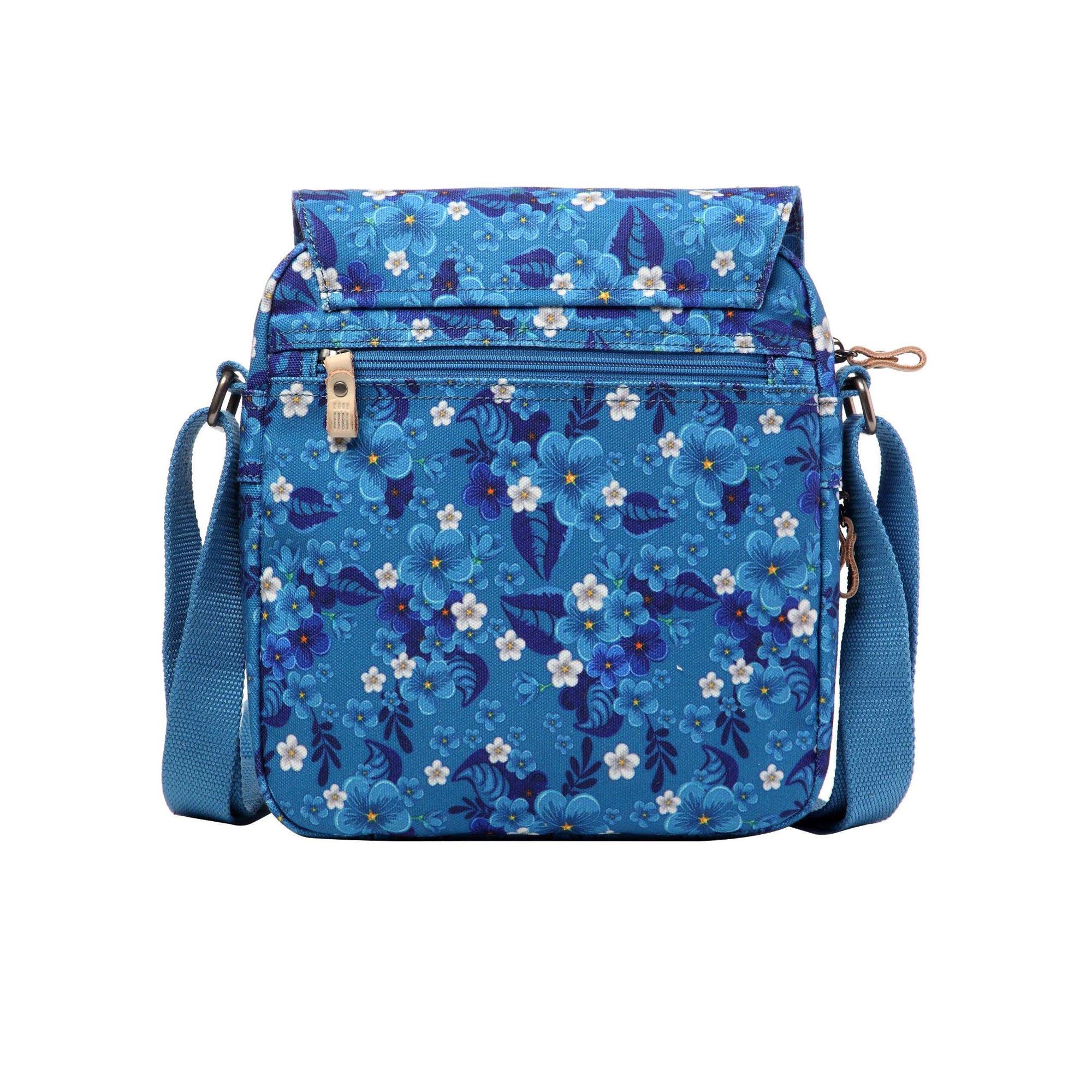 Classic 238 Medium Zip Front Cross Body Bag - Blue Floral