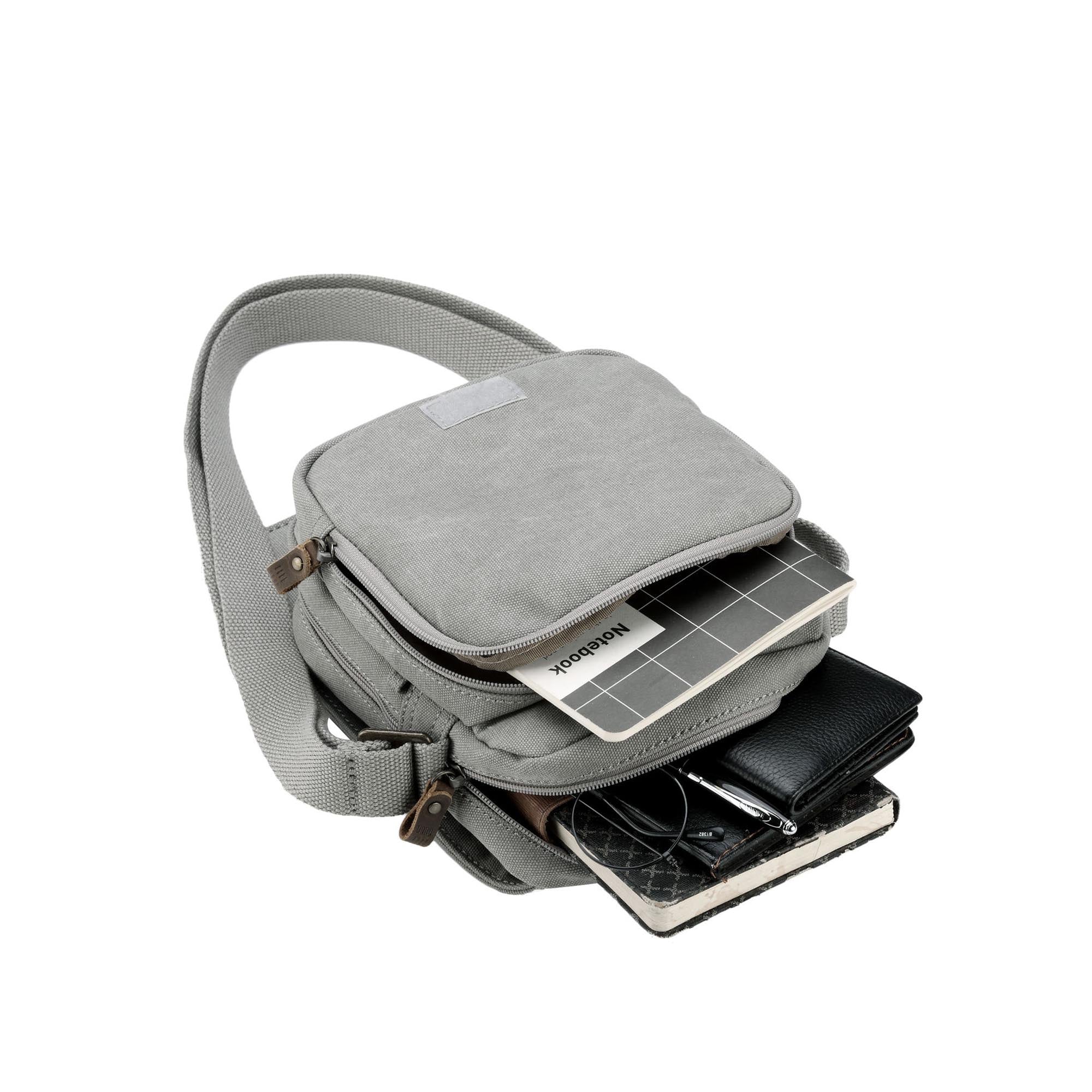 Classic 239 Small Zip Front Cross Body Bag - Ash Grey