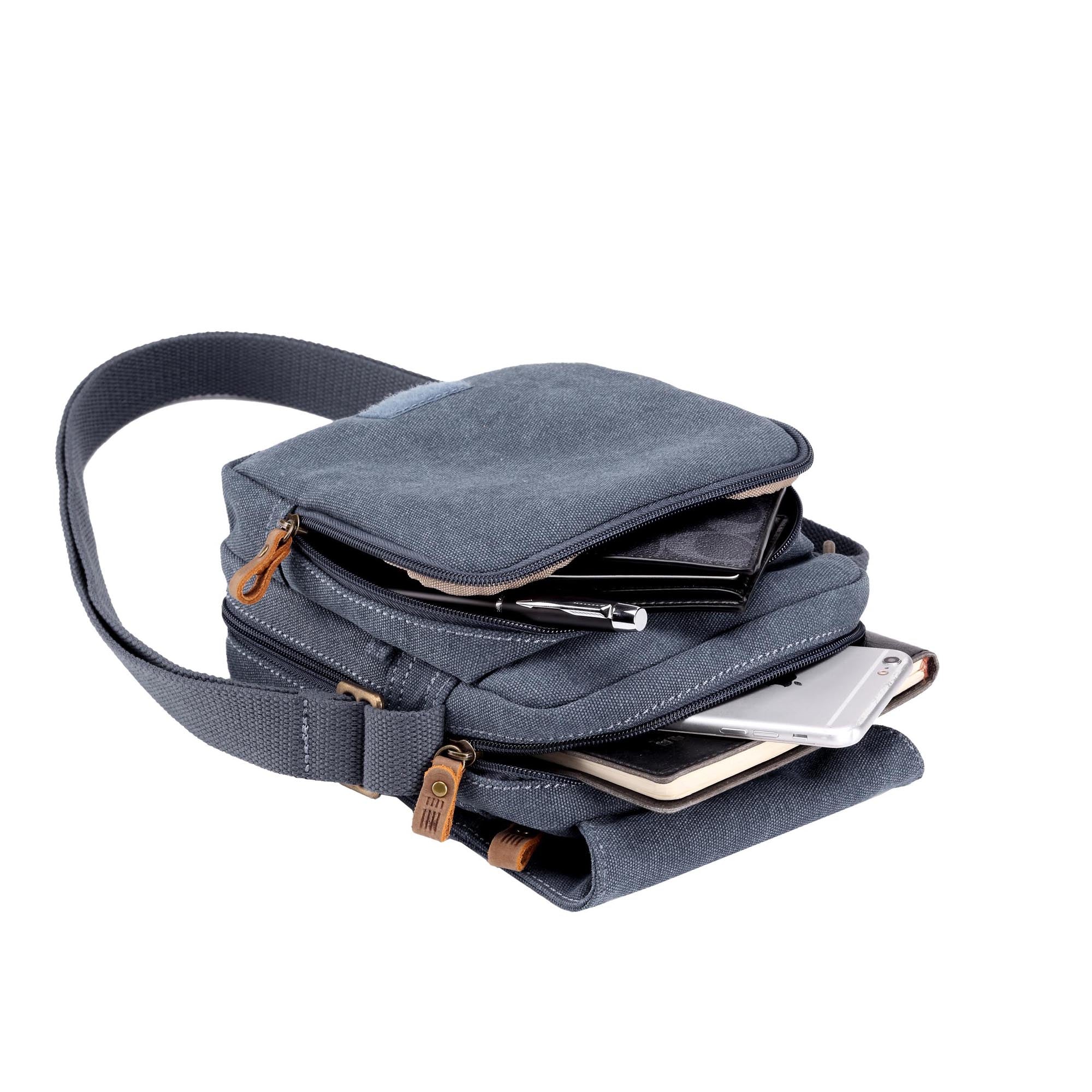 Classic 239 Small Zip Front Cross Body Bag - Blue