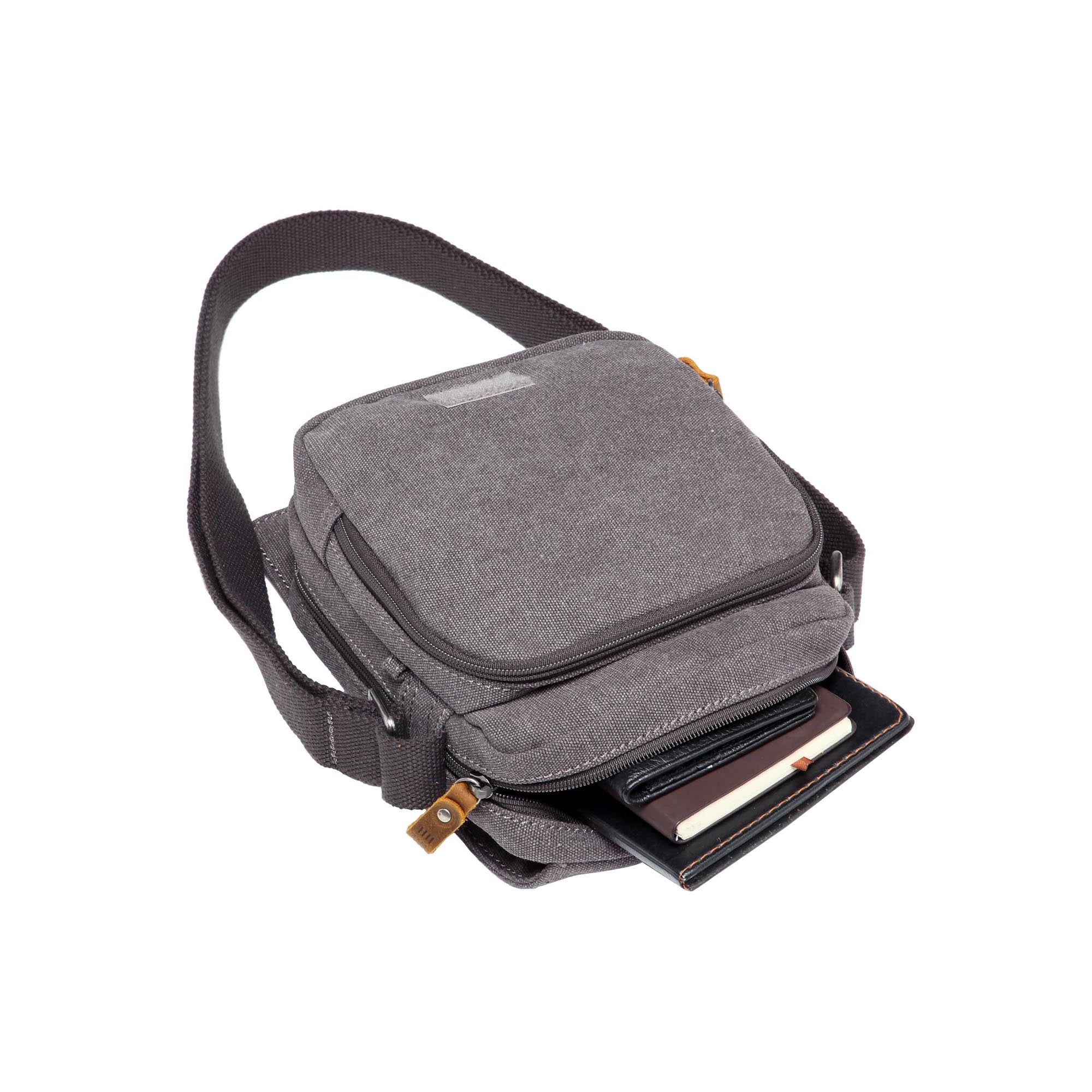 Classic 239 Small Zip Front Cross Body Bag - Charcoal