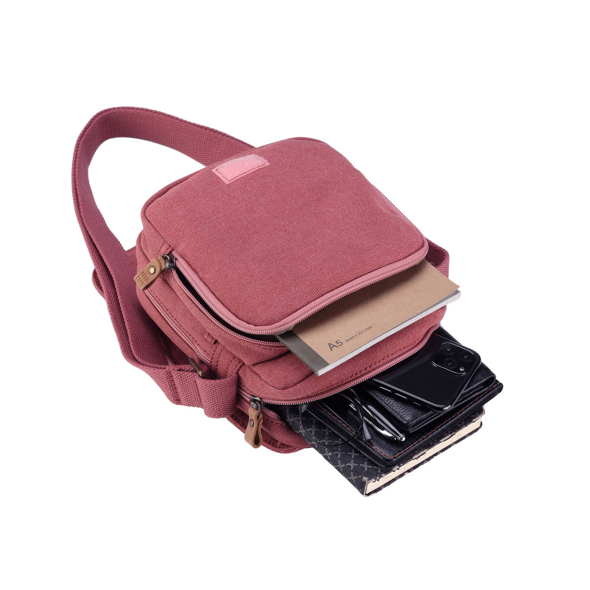 Classic 239 Small Zip Front Cross Body Bag - Pink