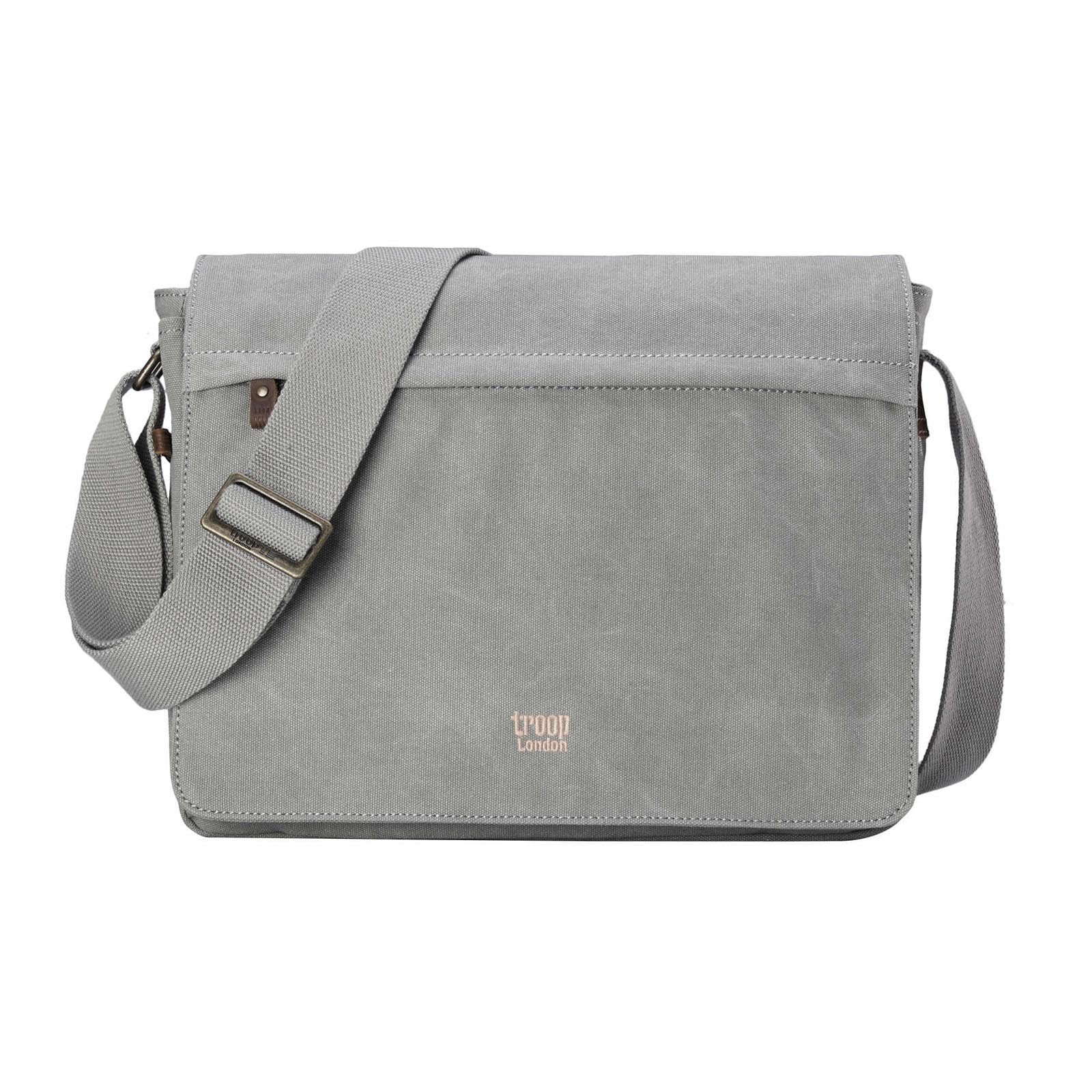 Classic Flap Front Messenger Bag Ash Grey Canvas Backpack