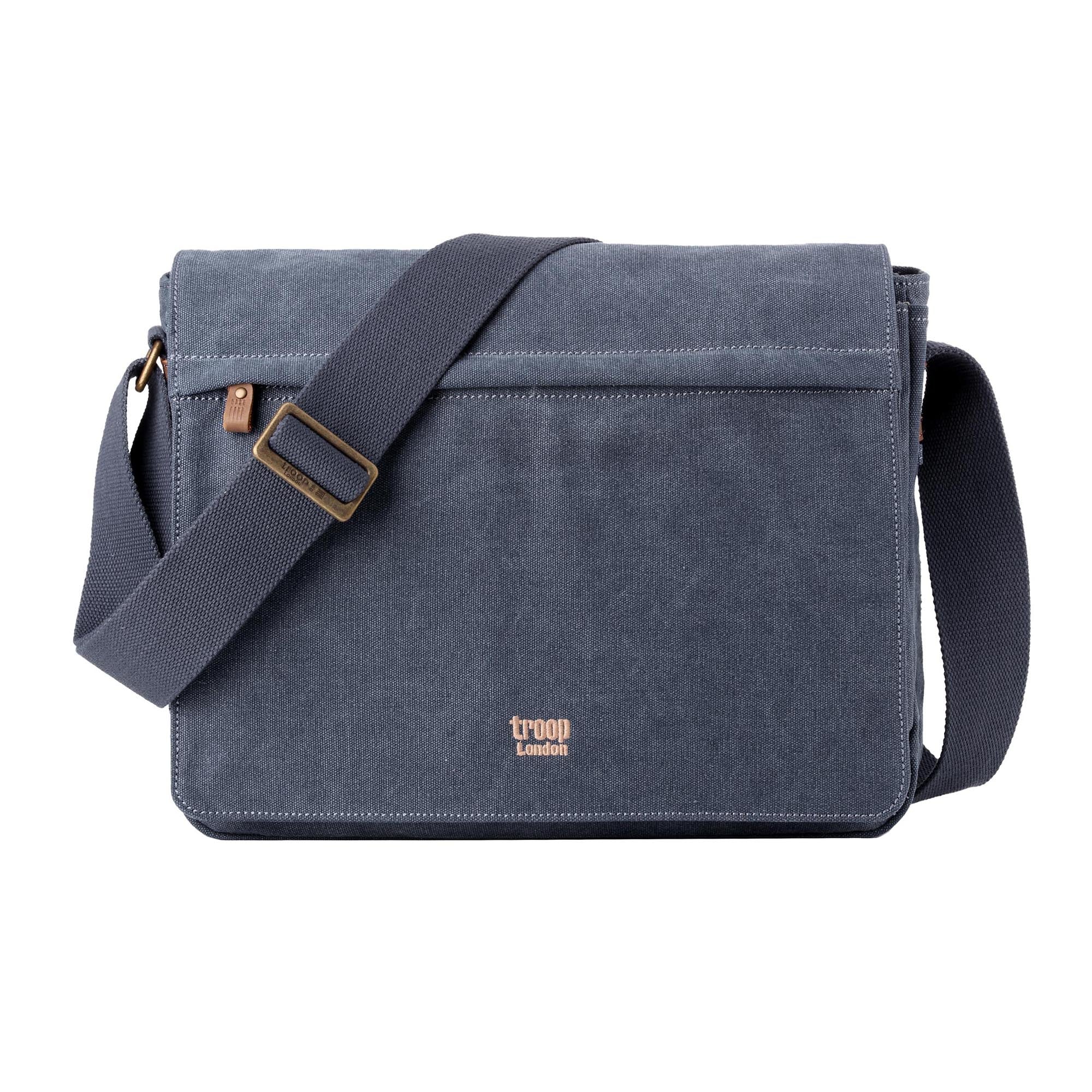 Classic Flap Front Messenger Bag Blue Canvas Backpack – Premium