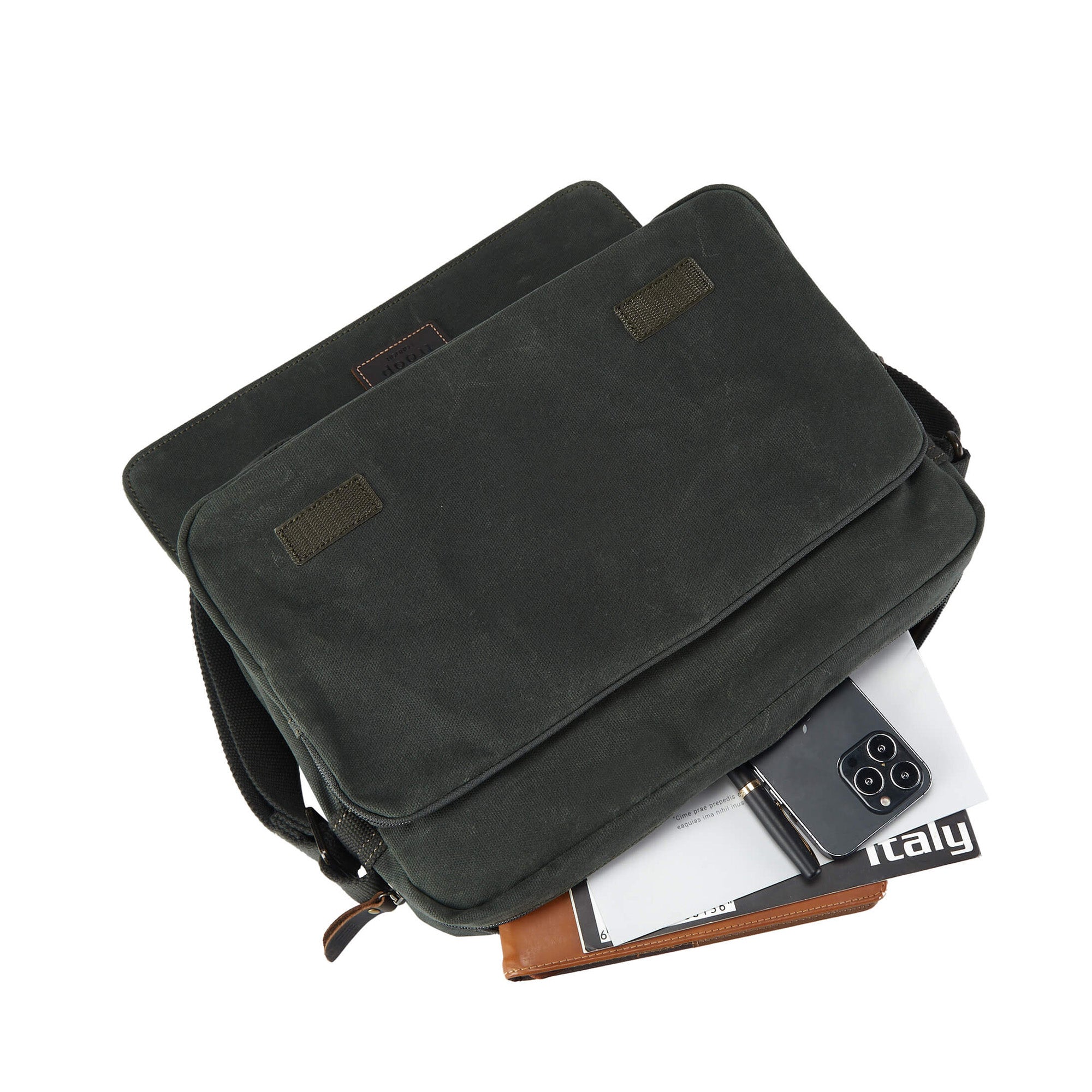 Classic 241 Small Flap Front Messenger Bag - Dark Green Wax