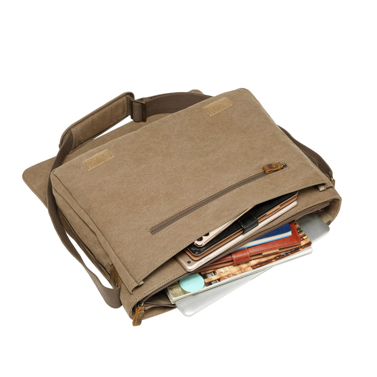 Classic 371 Flap Front Messenger Bag Large - Brown