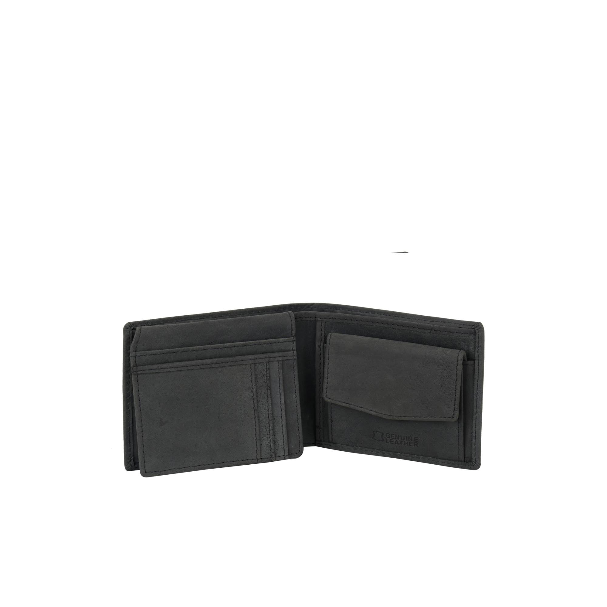 Amos Leather Wallet w/ID Pocket - Black