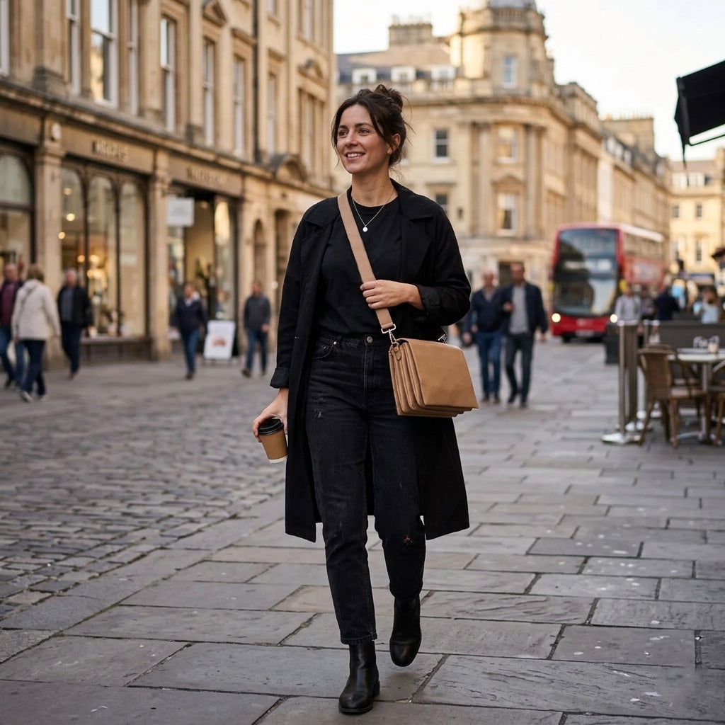 Louise Soft Leather Hand Bag w/flap - Florence Onyx
