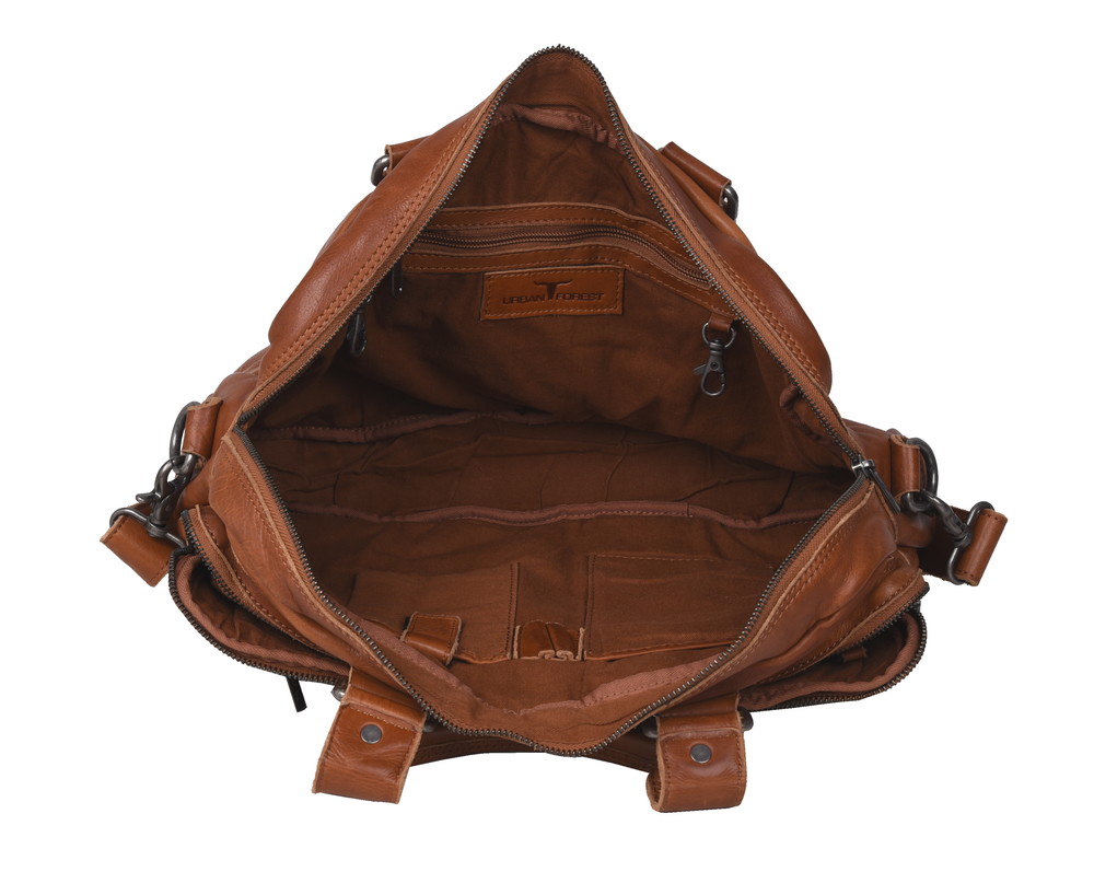 Redford Leather Laptop Satchel/Briefcase - Riley Cognac
