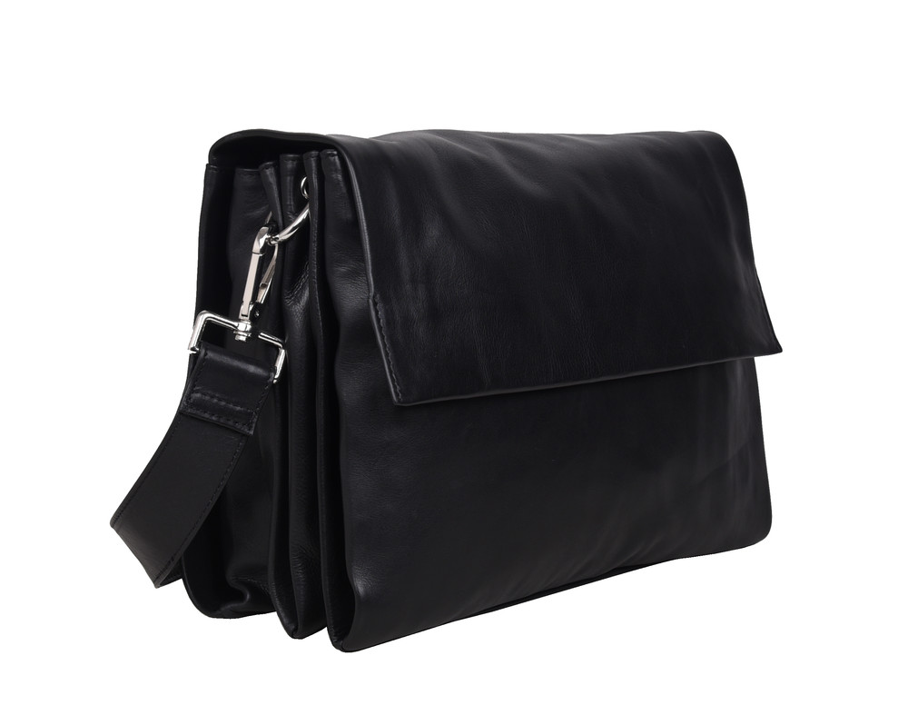 Monroe Larger Soft Leather Hand Bag w/flap - Florence Onyx