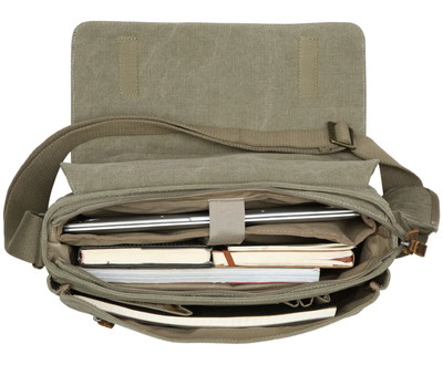 Classic Flap Front Messenger Bag - Khaki