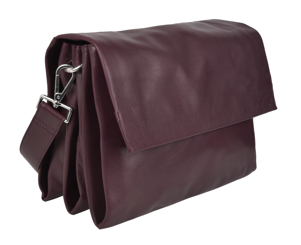 Monroe Soft Leather Hand Bag w/flap - Florence Garnet