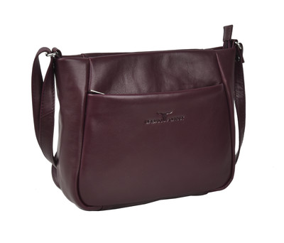 Olivia Zip Top Handbag w/Front Pocket - Florence Garnet