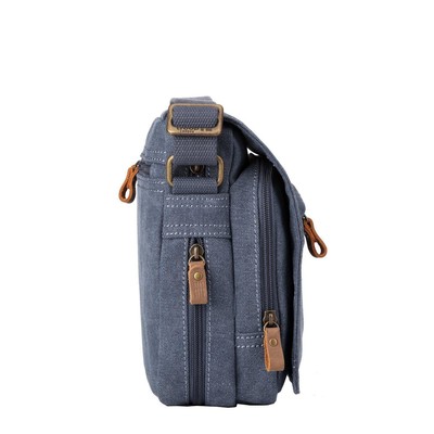 Classic Small Zip Front Cross Body Bag - Blue
