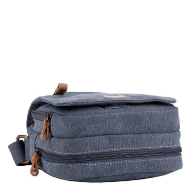 Classic Small Zip Front Cross Body Bag - Blue