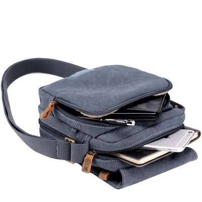 Classic Small Zip Front Cross Body Bag - Blue
