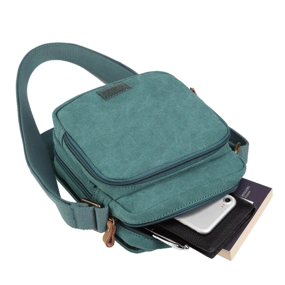 Classic Small Zip Front Cross Body Bag - Turquoise