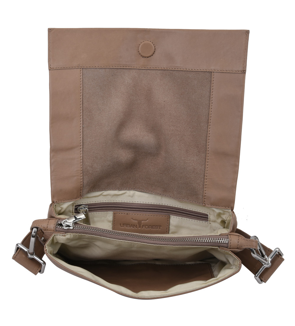 Louise Soft Leather Hand Bag w/flap - Florence Almond