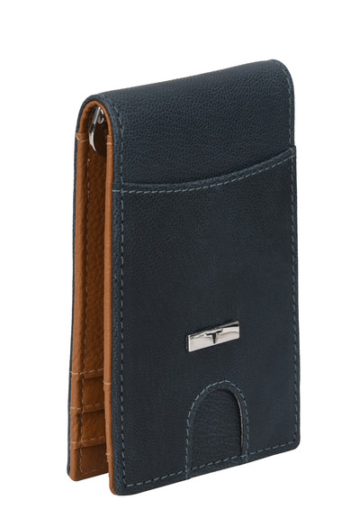 Eddy Slim Leather Wallet - Decker Blue/Mustard