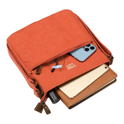 Classic Small Zip Top Shoulder Bag - Orange
