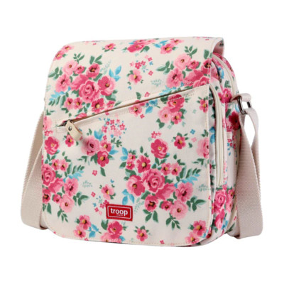 Classic Medium Zip Front Cross Body Bag - Pink Floral
