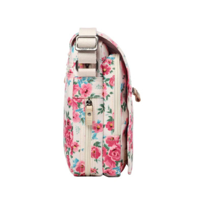 Classic Medium Zip Front Cross Body Bag - Pink Floral