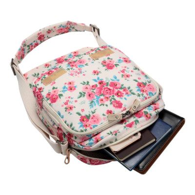 Classic Medium Zip Front Cross Body Bag - Pink Floral