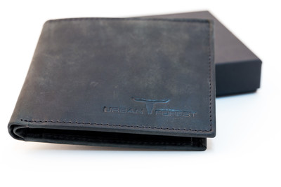 Amos Leather Wallet w/ID Pocket - Black