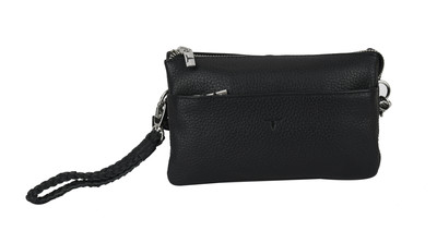 Sofie Small Leather Clutch/Sling - Black