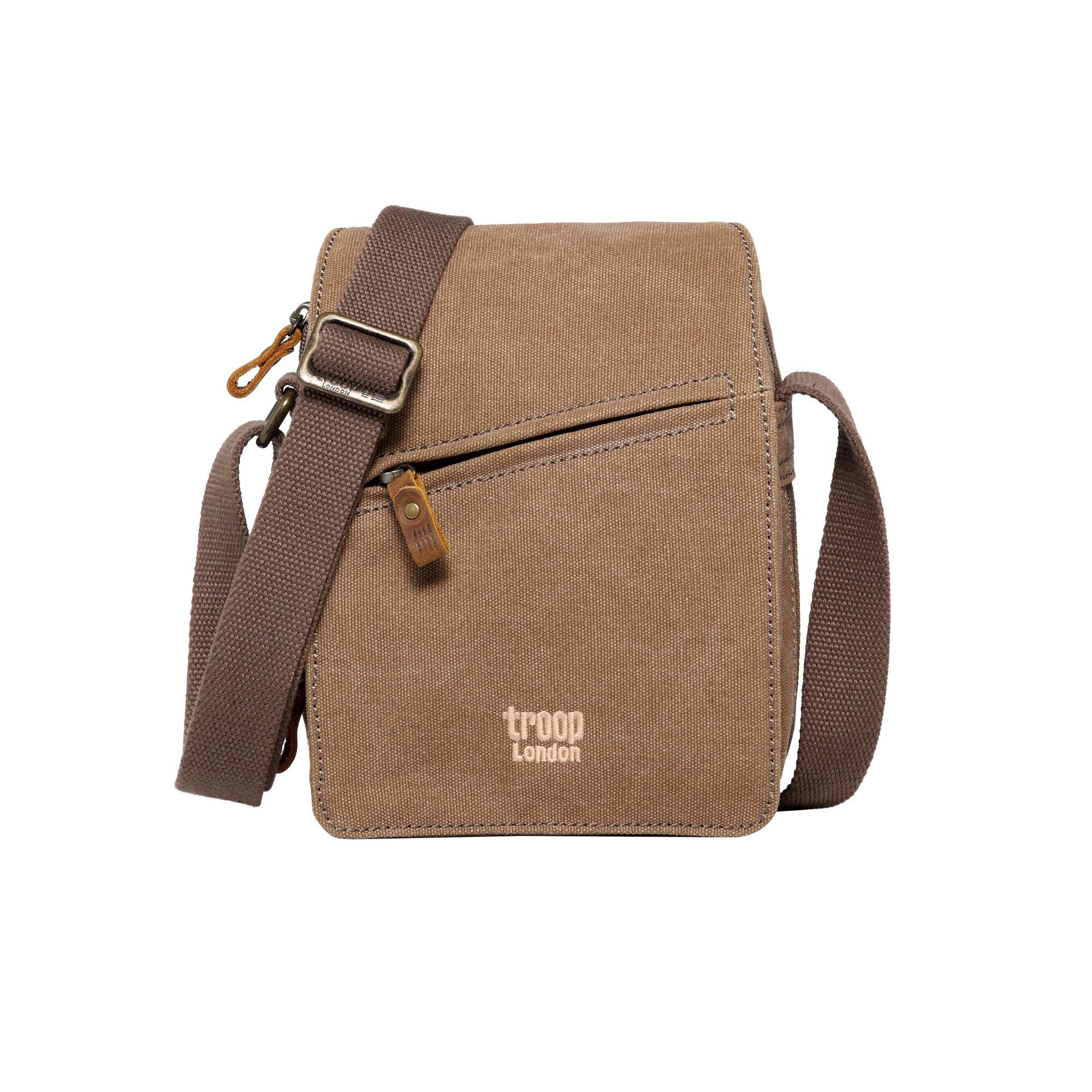 Classic Small Zip Front Cross Body Bag - Charcoal Canvas Backpack