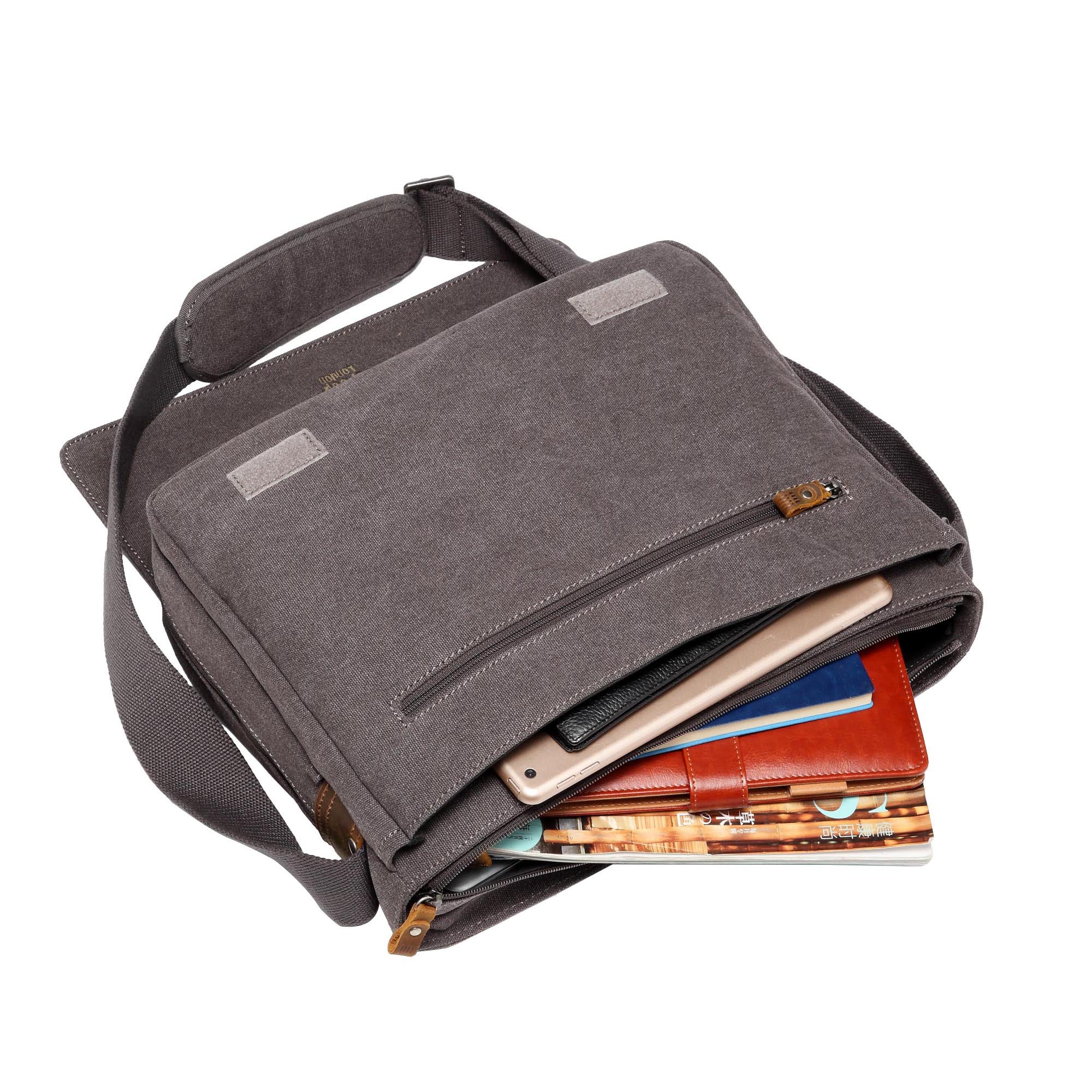 Classic 240 Flap Front Messenger Bag - Charcoal