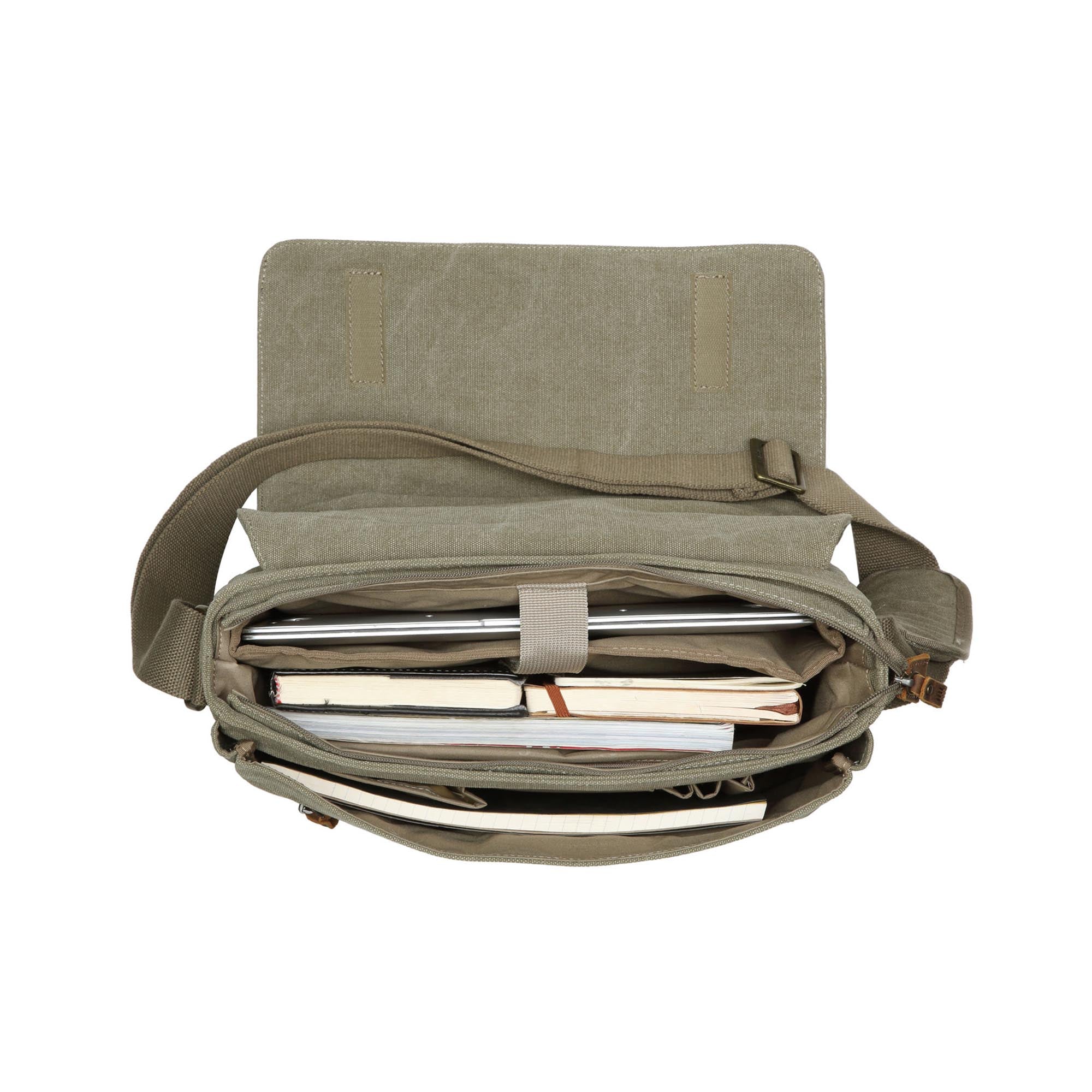 Classic 240 Flap Front Messenger Bag - Khaki