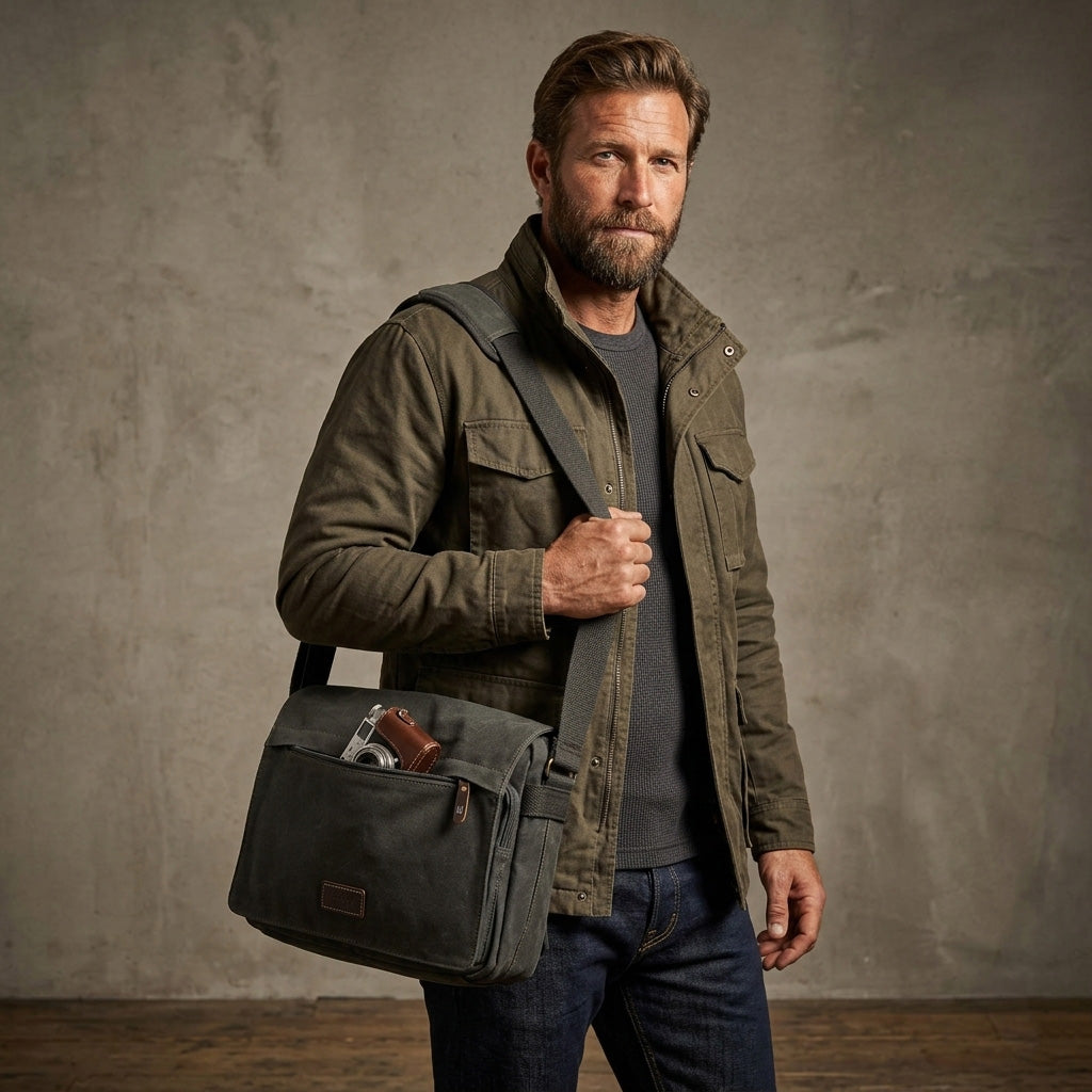 Classic 241 Small Flap Front Messenger Bag - Black Wax