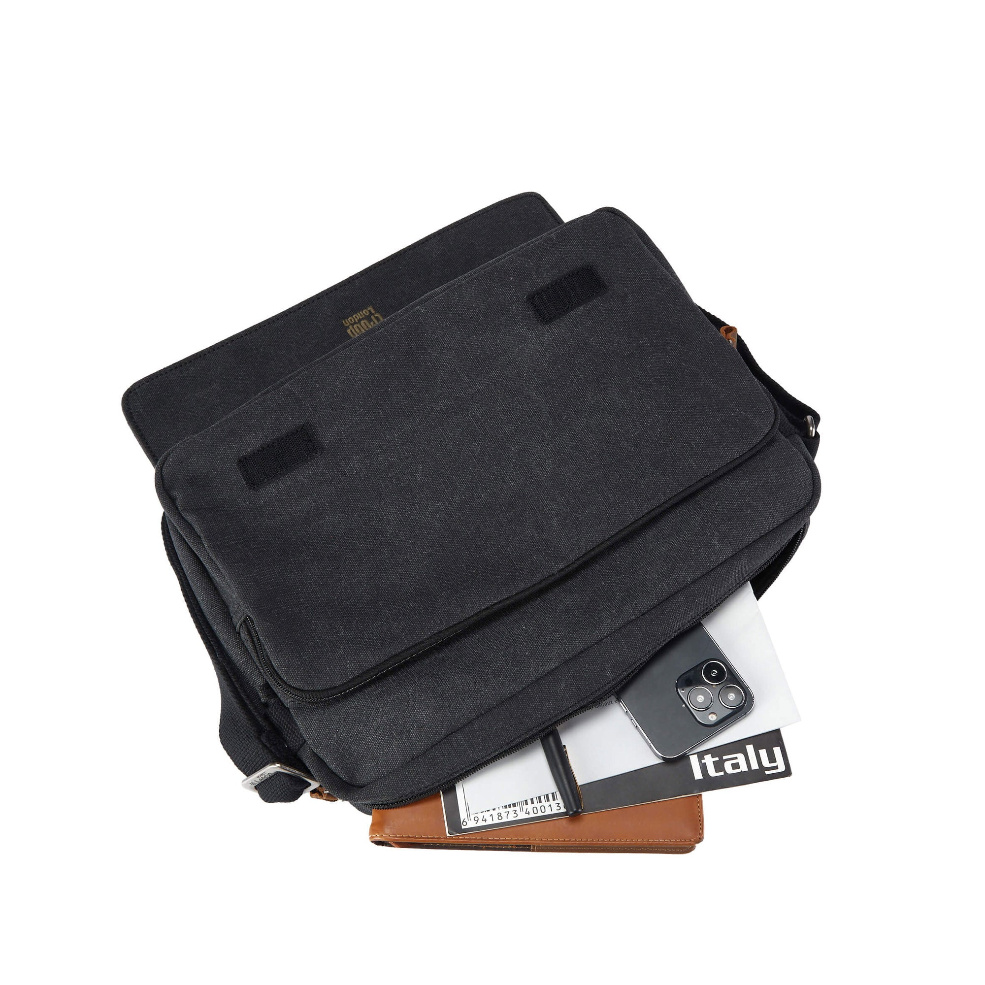 Classic 241 Small Flap Front Messenger Bag - Black Wash