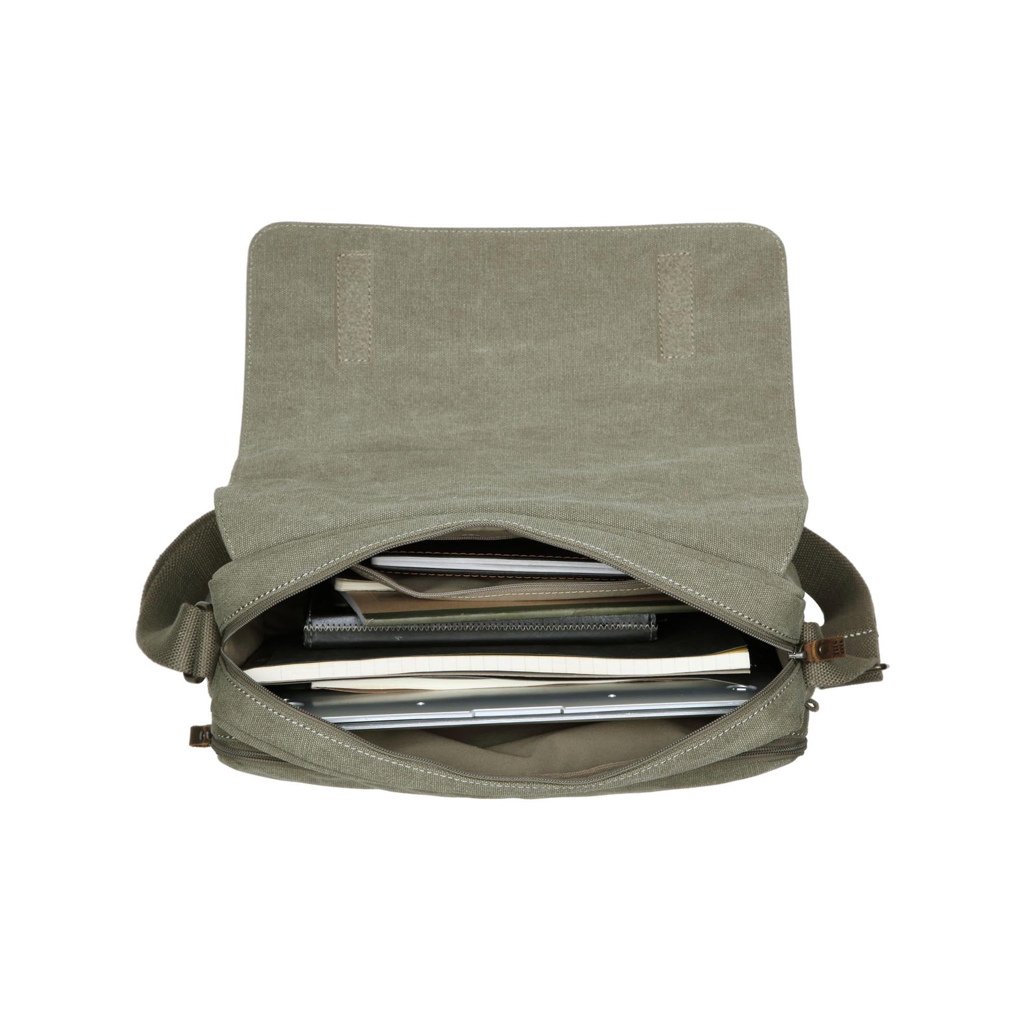 Classic 241 Small Flap Front Messenger Bag - Khaki