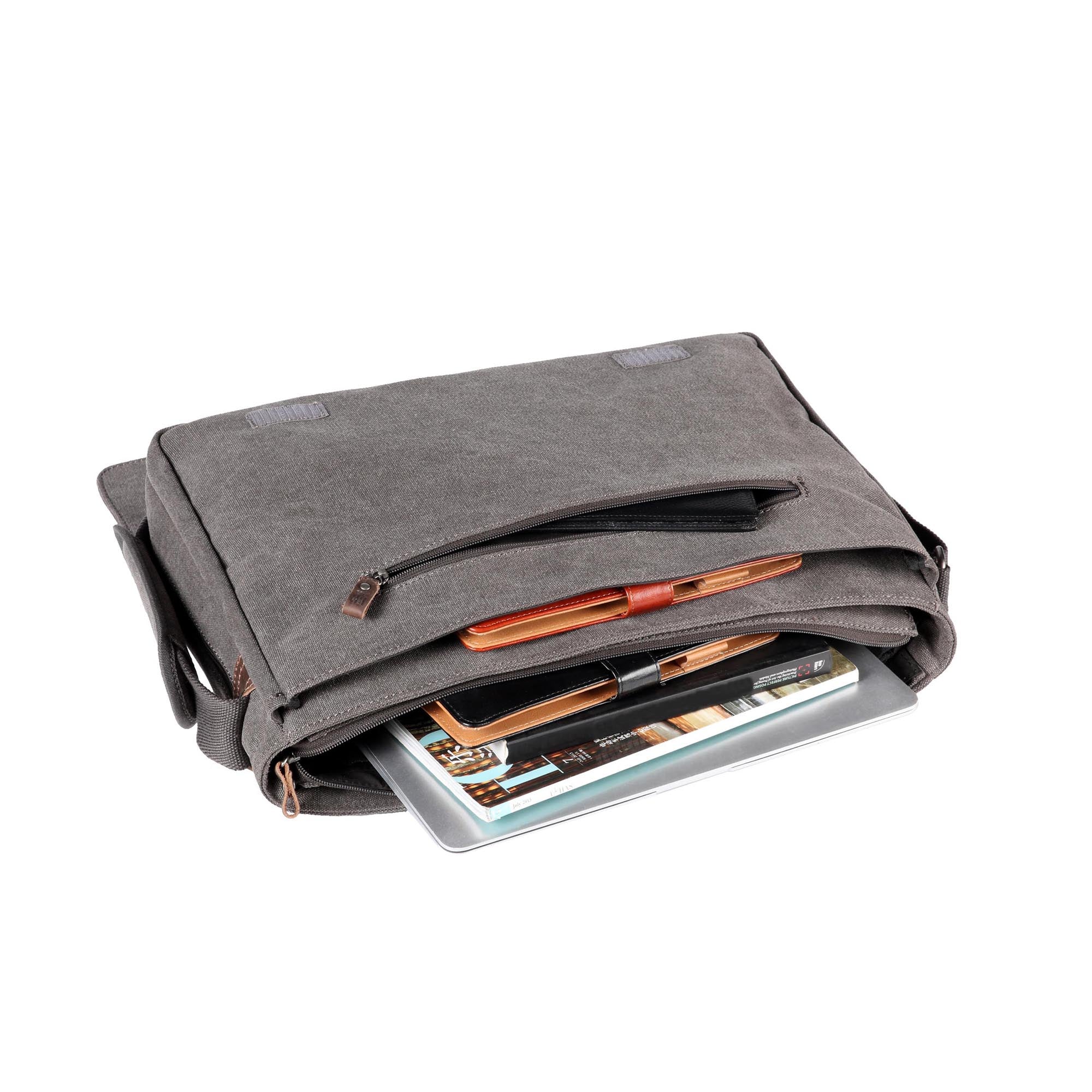 Classic 371 Flap Front Messenger Bag Large - Charcoal