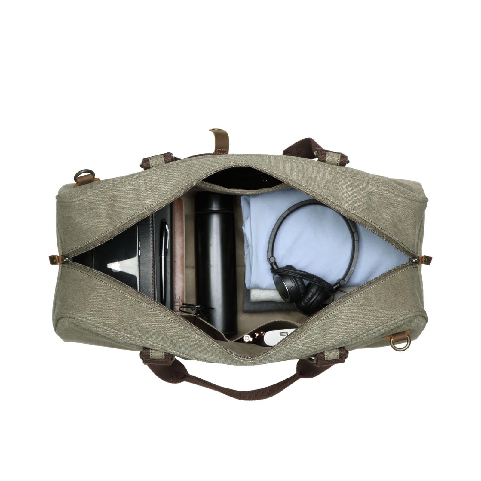 Explorer 389 Holdall - Khaki with Dark Brown Trim