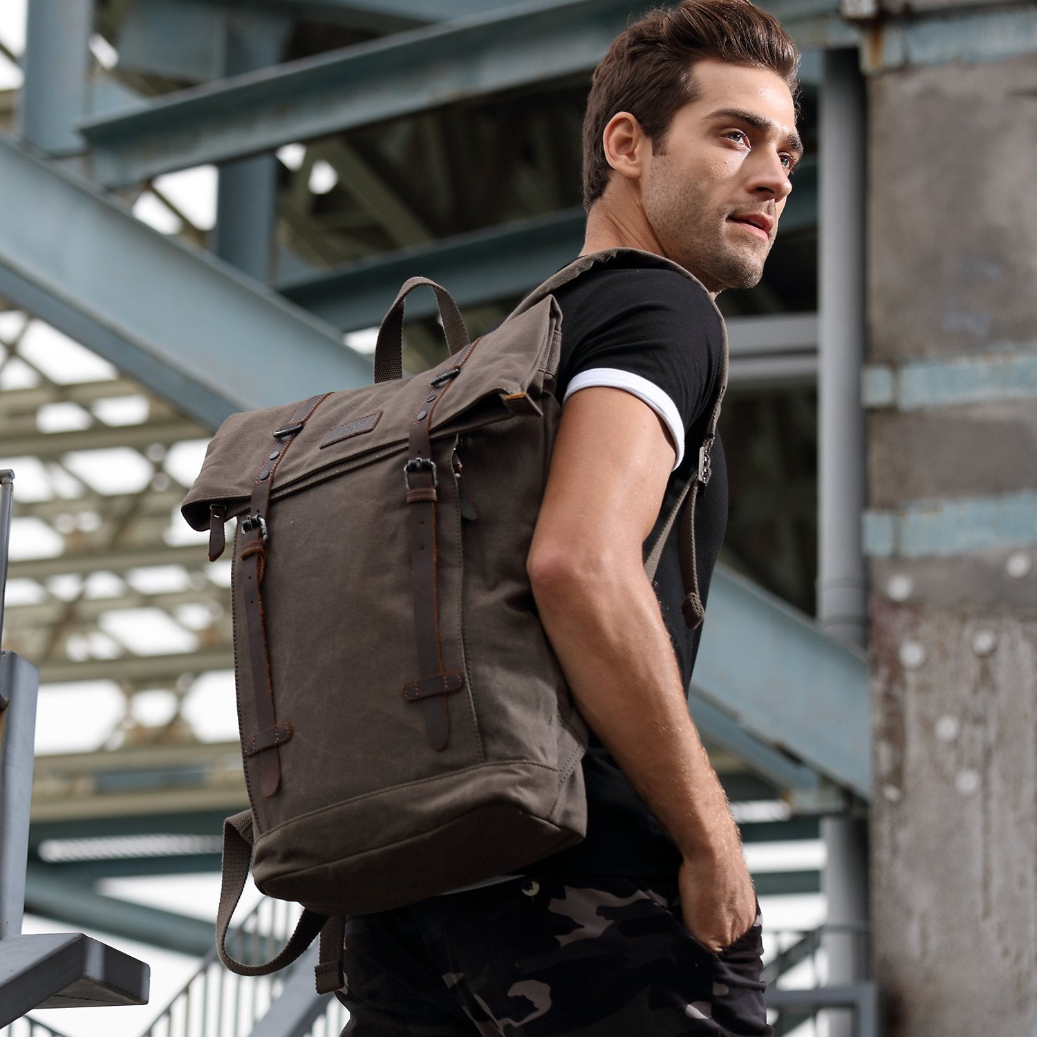 Edison 425 Waxed Canvas Backpack - Black