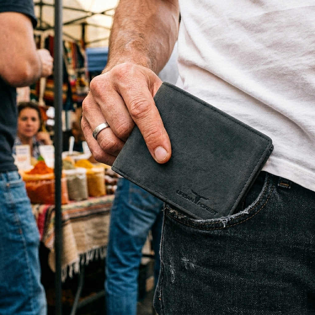 Amos Leather Wallet w/ID Pocket - Nappa Brown