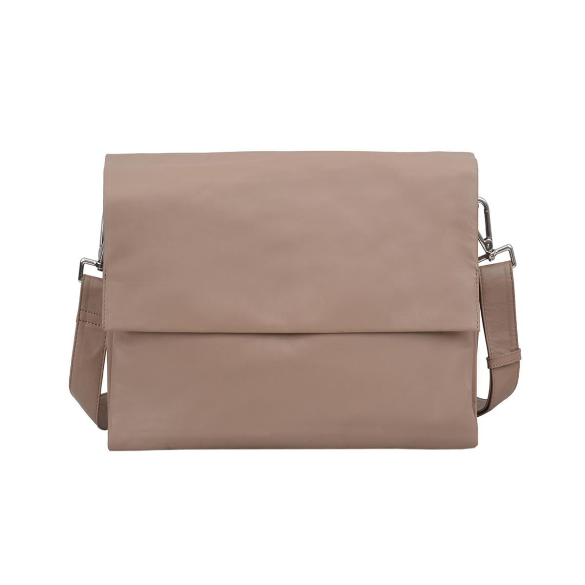 Monroe Soft Leather Hand Bag w/flap - Florence Almond