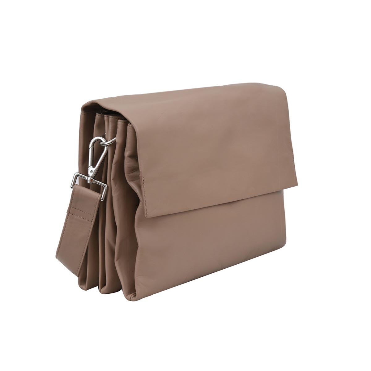 Monroe Soft Leather Hand Bag w/flap - Florence Almond