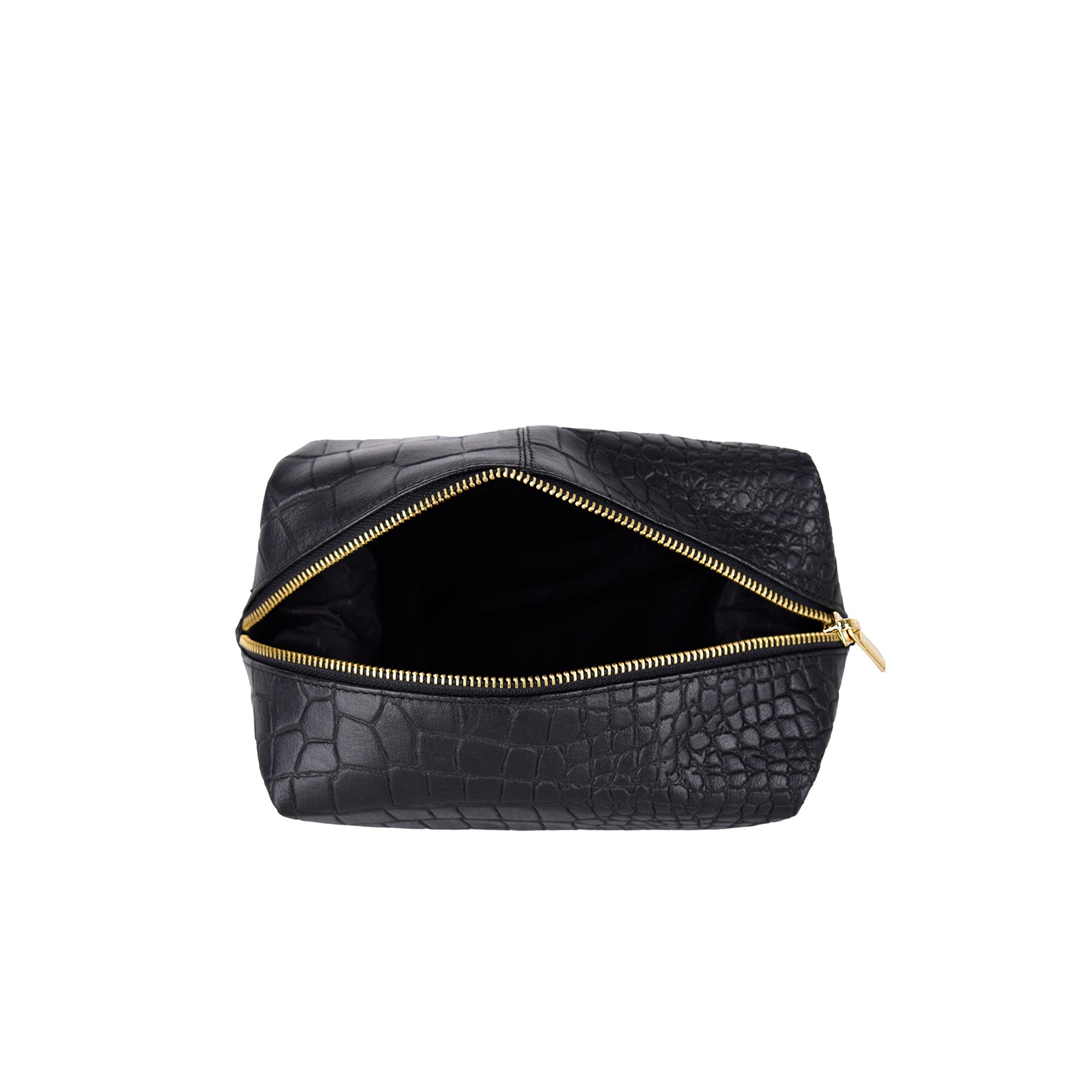RESA Wash Bag - Black Croc Leather - KT