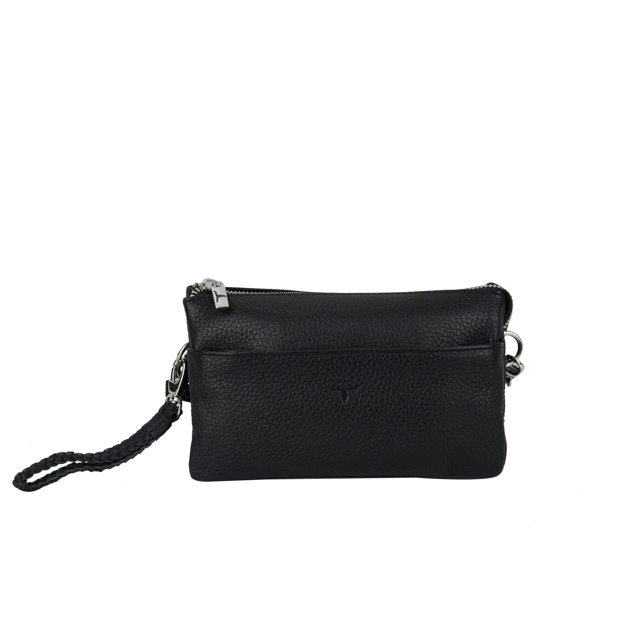 Sofie Small Leather Clutch/Sling - Black