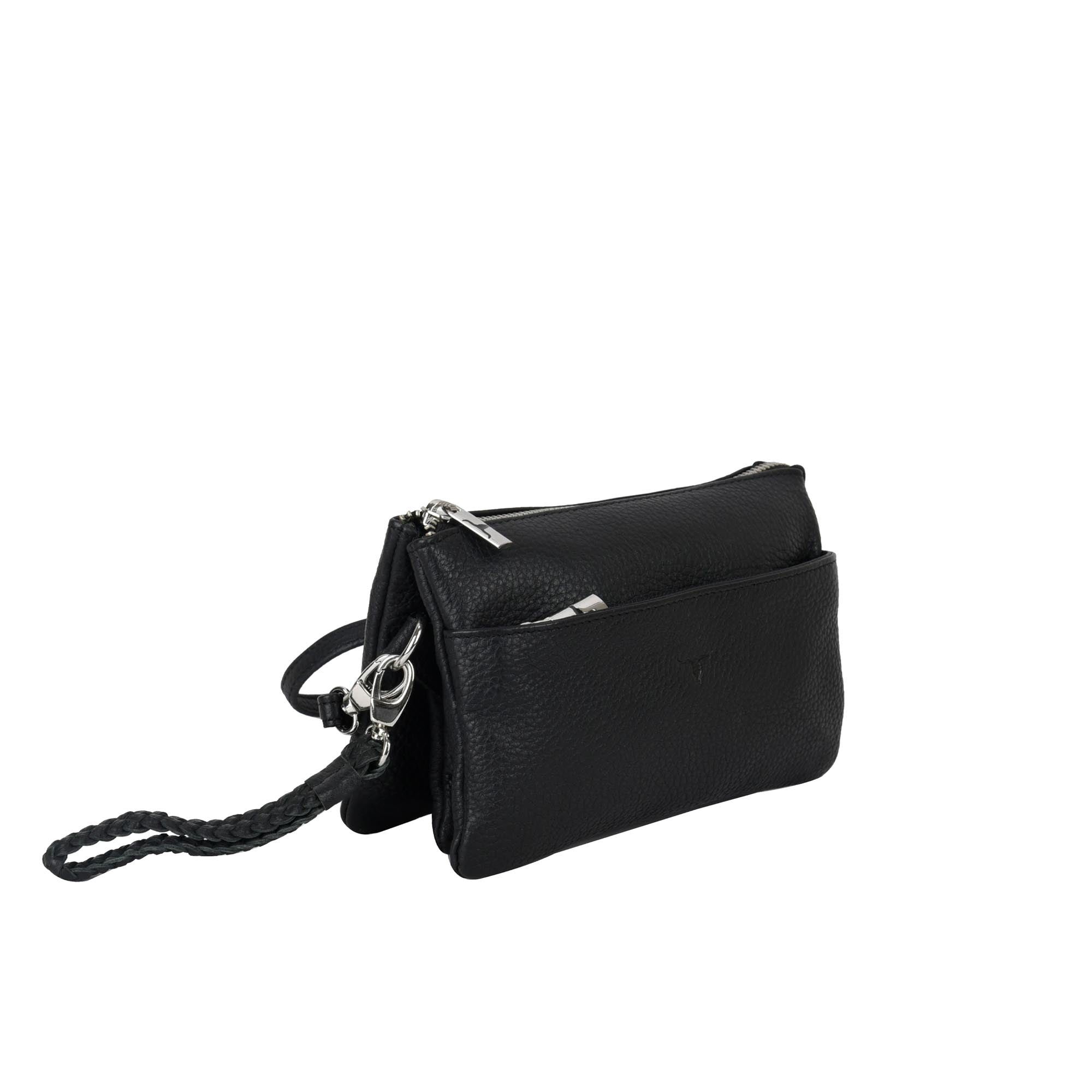 Sofie Small Leather Clutch/Sling - Black