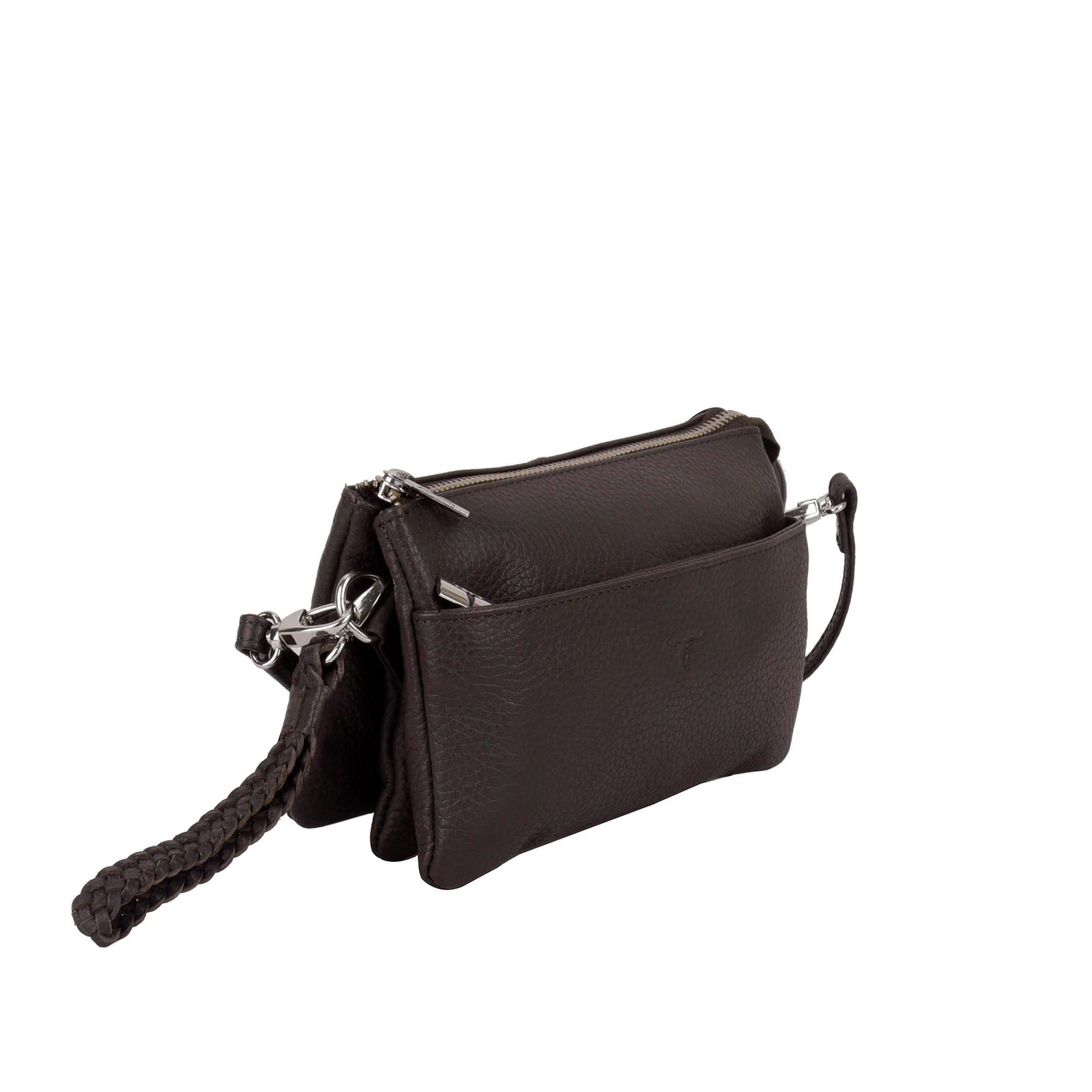 Sofie Small Leather Clutch/Sling - Dark Brown