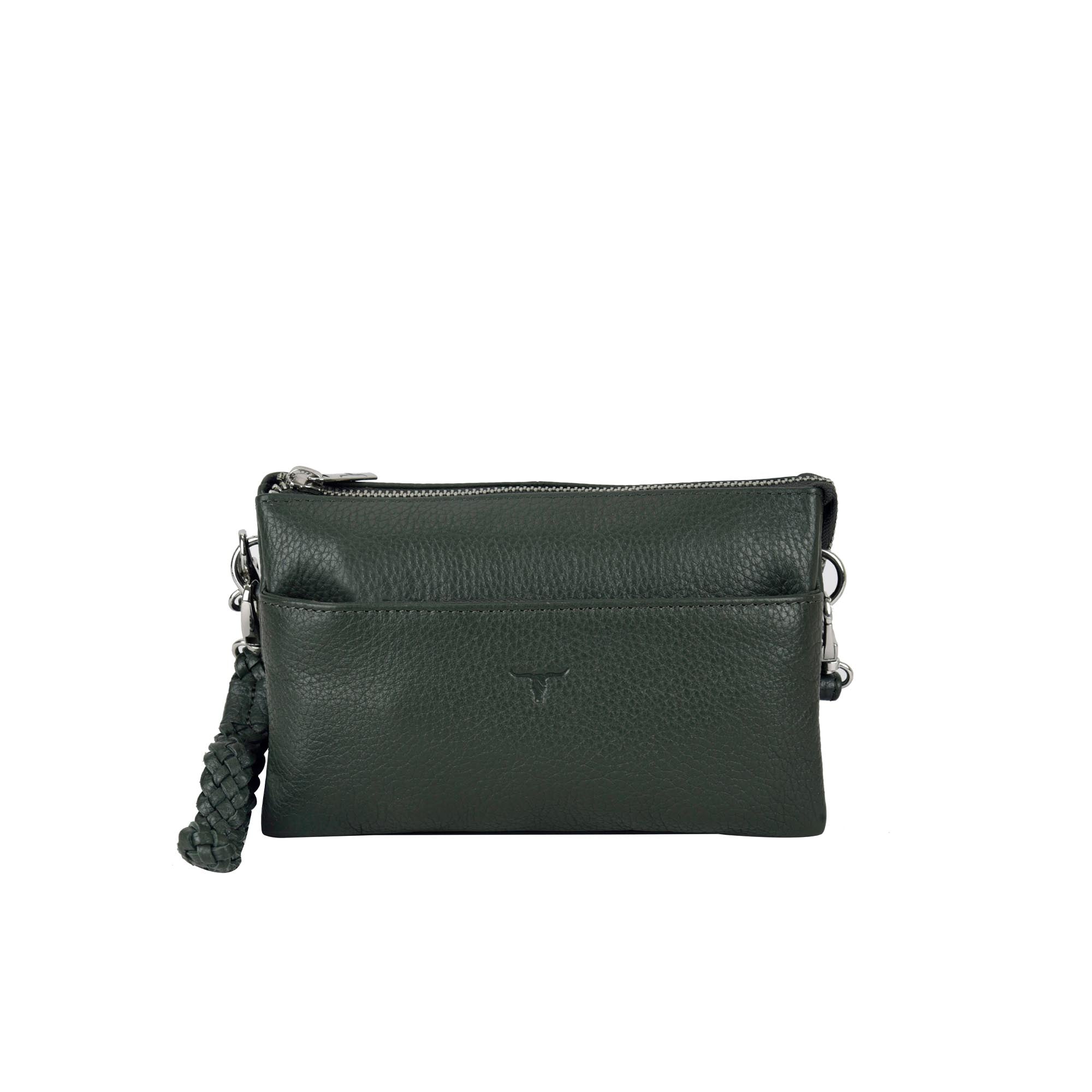 Sofie Small Leather Clutch/Sling - Forest Green